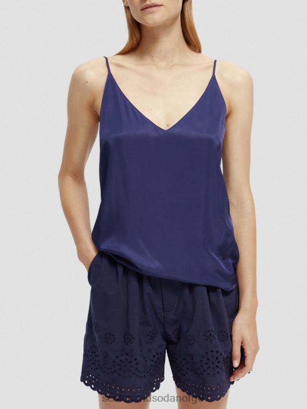 kvinner jersey v-hals tank topp marinen N40XD70 klær Scotch & Soda