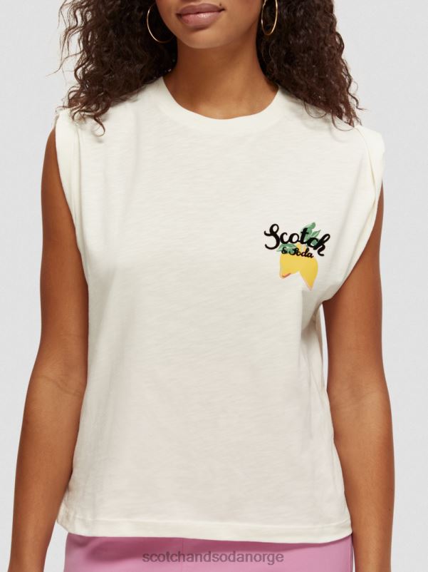 kvinner løs muskel-fit t-skjorte vanilje hvit N40XD74 klær Scotch & Soda