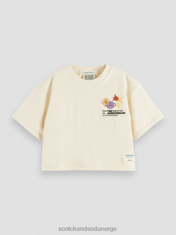 kvinner løs passform beskåret brodert t-skjorte off white N40XD91 klær Scotch & Soda