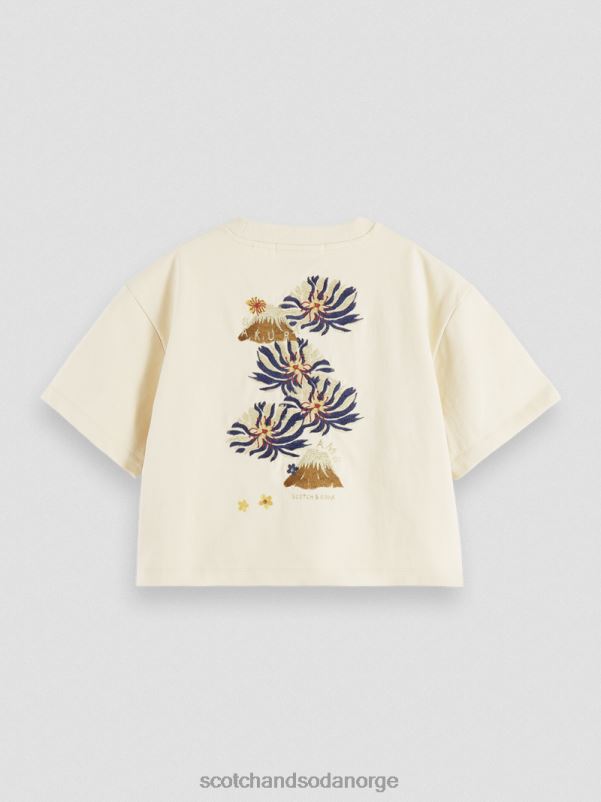 kvinner løs passform beskåret brodert t-skjorte off white N40XD91 klær Scotch & Soda