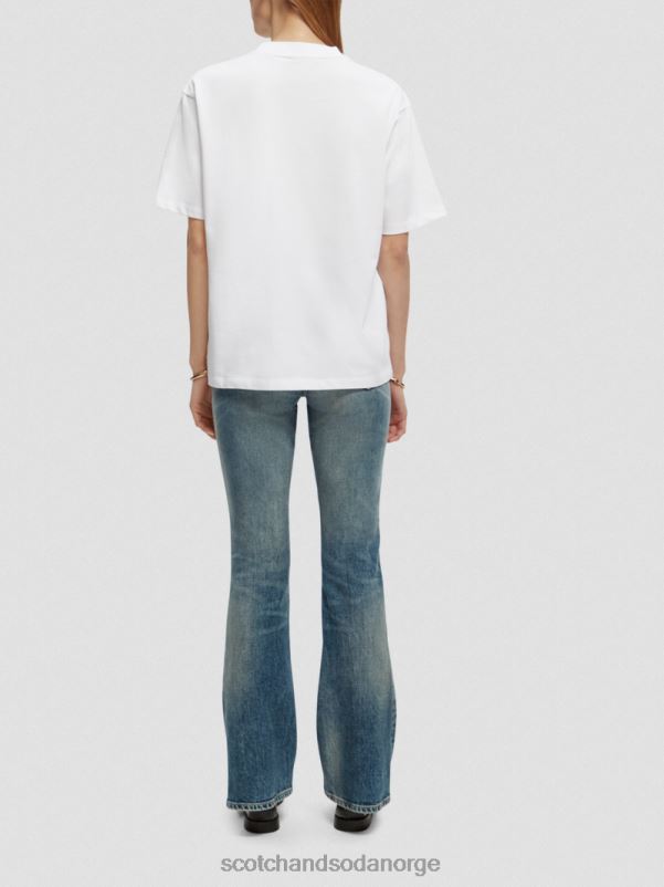 kvinner løs passform grafisk økologisk t-skjorte hvit N40XD60 klær Scotch & Soda