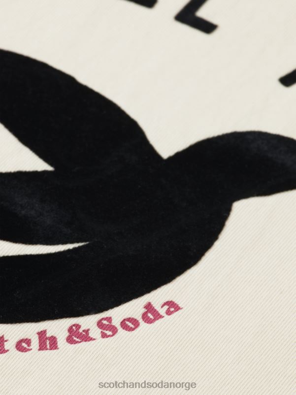 kvinner løs passform grafisk økologisk t-skjorte vanilje hvit N40XD63 klær Scotch & Soda