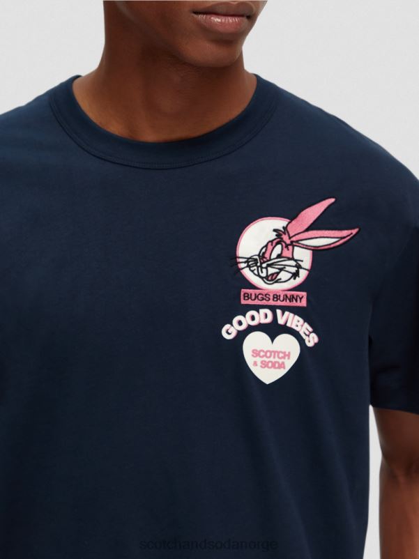 kvinner looney tunes økologisk brodert grafisk t-skjorte natt N40XD58 klær Scotch & Soda
