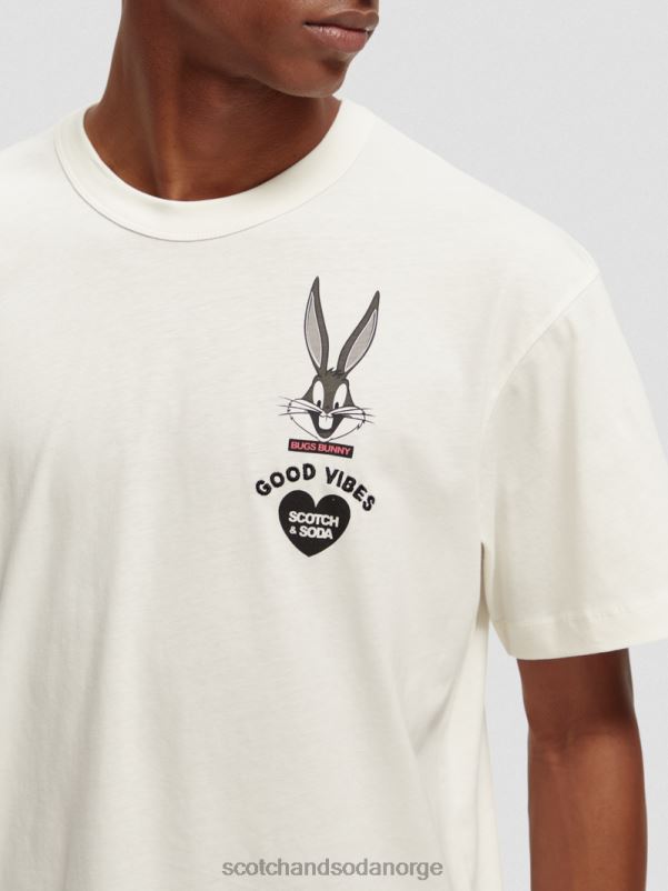 kvinner looney tunes økologisk brodert grafisk t-skjorte off white N40XD59 klær Scotch & Soda