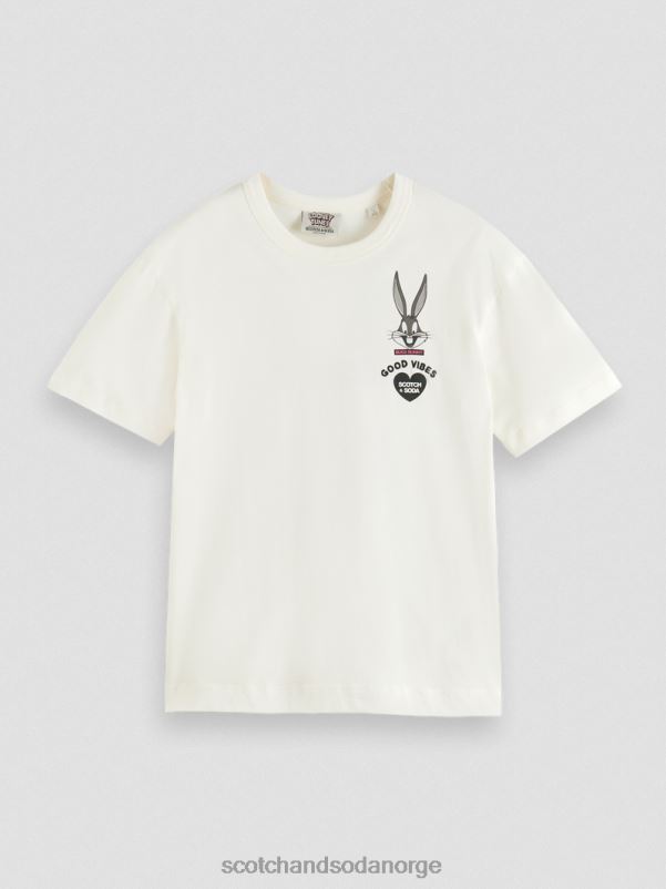 kvinner looney tunes økologisk brodert grafisk t-skjorte off white N40XD59 klær Scotch & Soda