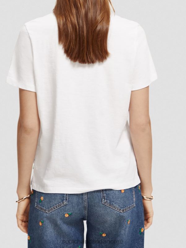 kvinner normal passform t-skjorte hvit N40XD103 klær Scotch & Soda