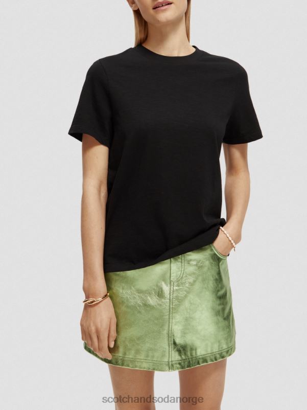 kvinner normal passform t-skjorte svart N40XD100 klær Scotch & Soda