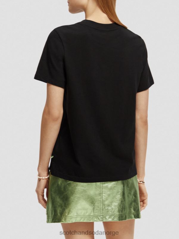 kvinner normal passform t-skjorte svart N40XD100 klær Scotch & Soda