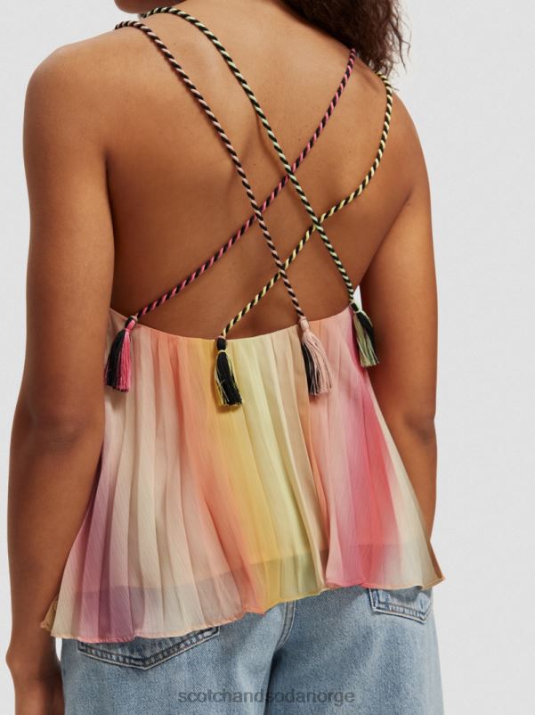 kvinner plissert tanktop med v-hals regnbue ombre N40XD116 klær Scotch & Soda