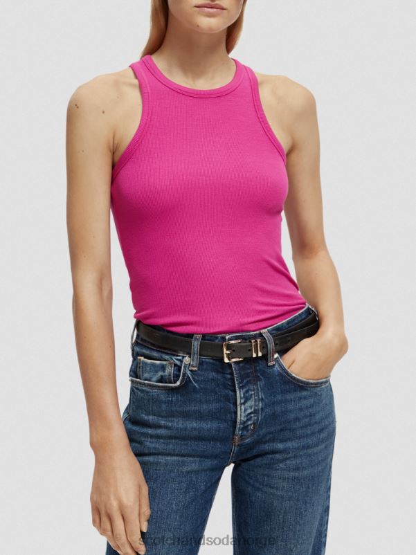 kvinner racerback tanktop i økologisk bomull fuchsia N40XD86 klær Scotch & Soda