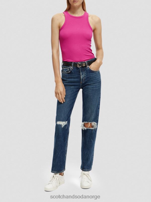 kvinner racerback tanktop i økologisk bomull fuchsia N40XD86 klær Scotch & Soda