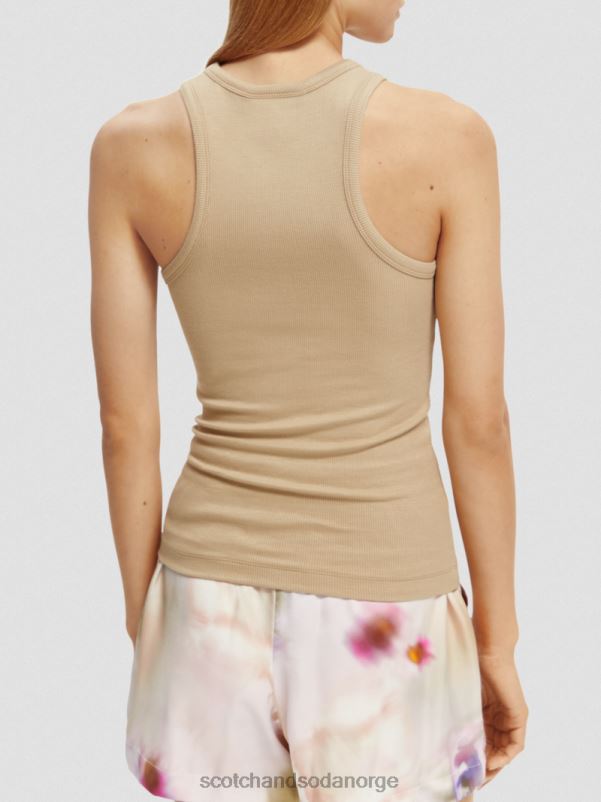kvinner racerback tanktop i økologisk bomull kaki N40XD87 klær Scotch & Soda