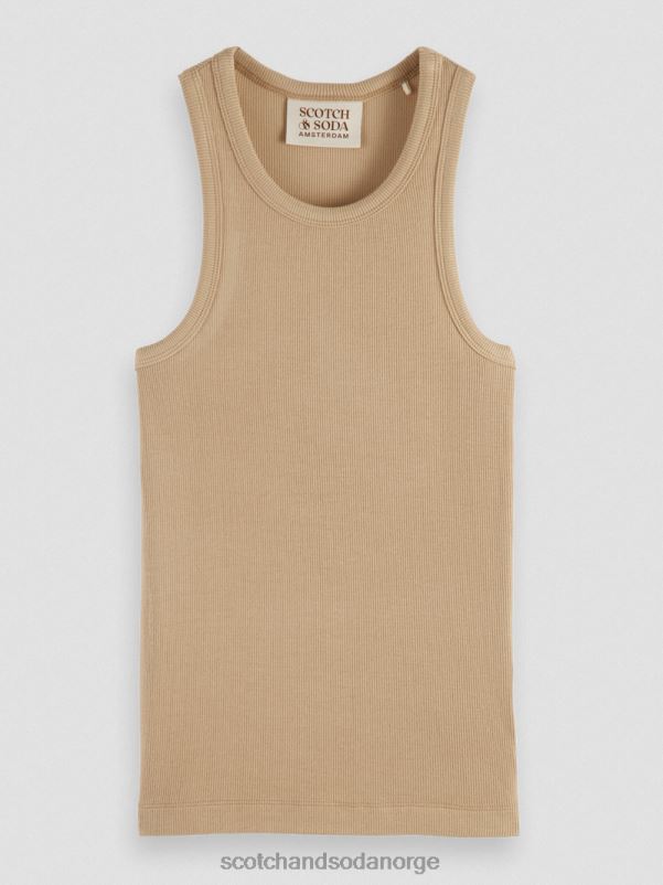 kvinner racerback tanktop i økologisk bomull kaki N40XD87 klær Scotch & Soda