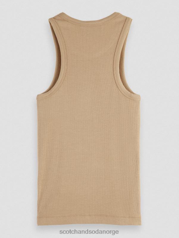 kvinner racerback tanktop i økologisk bomull kaki N40XD87 klær Scotch & Soda