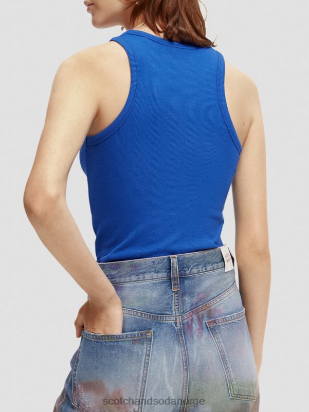 kvinner racerback tanktop i økologisk bomull lyseblå N40XD85 klær Scotch & Soda