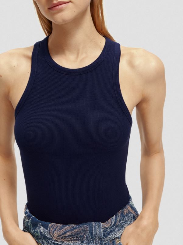 kvinner racerback tanktop i økologisk bomull marinen N40XD83 klær Scotch & Soda