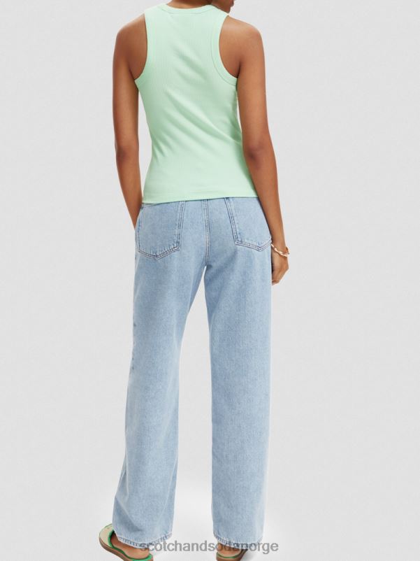 kvinner ribbestrikket racerback tank-topp grønn aske N40XD111 klær Scotch & Soda
