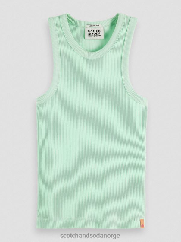 kvinner ribbestrikket racerback tank-topp grønn aske N40XD111 klær Scotch & Soda