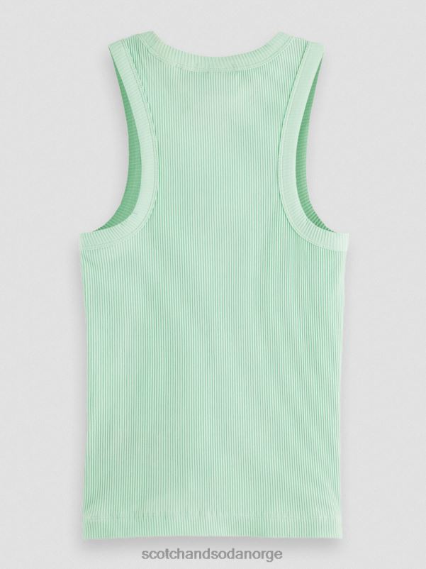 kvinner ribbestrikket racerback tank-topp grønn aske N40XD111 klær Scotch & Soda