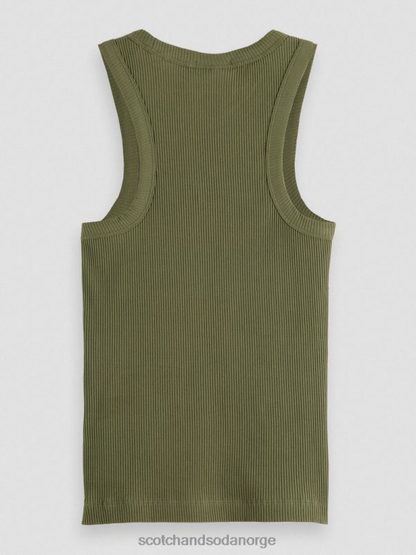 kvinner ribbestrikket racerback tank-topp olivengrønn N40XD109 klær Scotch & Soda