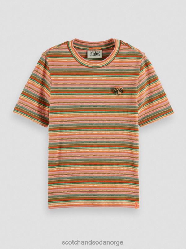 kvinner slim fit stripete t-skjorte jersey multi stripe N40XD106 klær Scotch & Soda