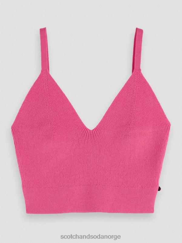 kvinner strikket crop topp med v-hals rosa punch N40XD119 klær Scotch & Soda