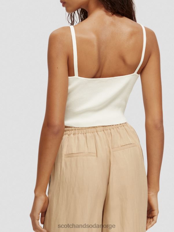 kvinner strikket crop topp med v-hals vanilje hvit N40XD118 klær Scotch & Soda