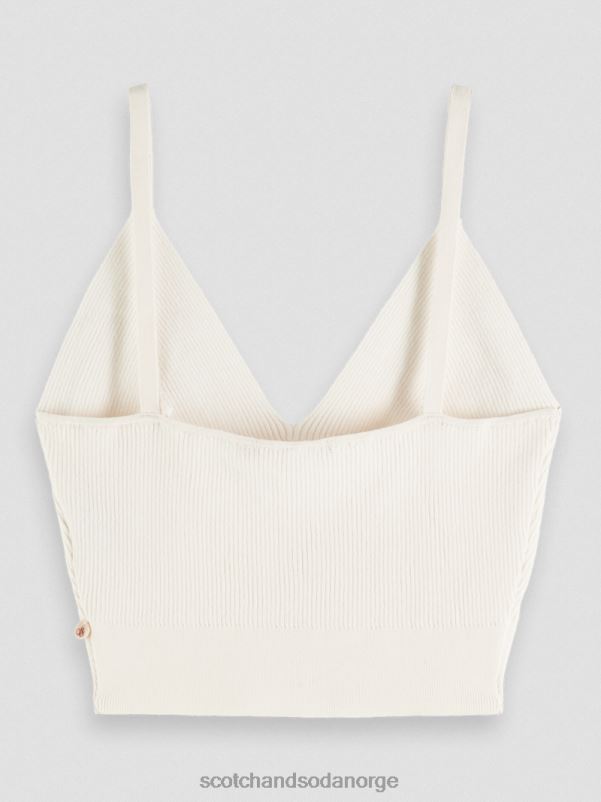 kvinner strikket crop topp med v-hals vanilje hvit N40XD118 klær Scotch & Soda