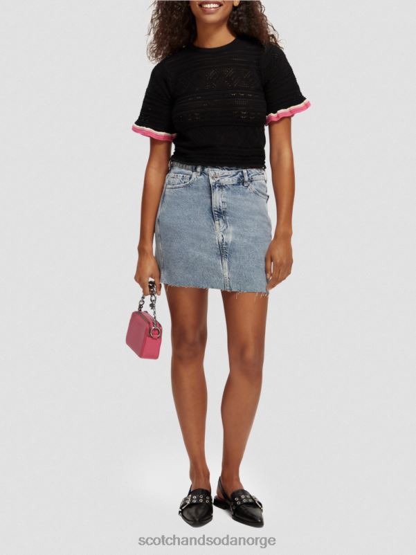 kvinner strikket pointelle crop topp svart N40XD79 klær Scotch & Soda