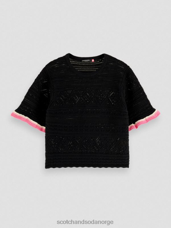 kvinner strikket pointelle crop topp svart N40XD79 klær Scotch & Soda