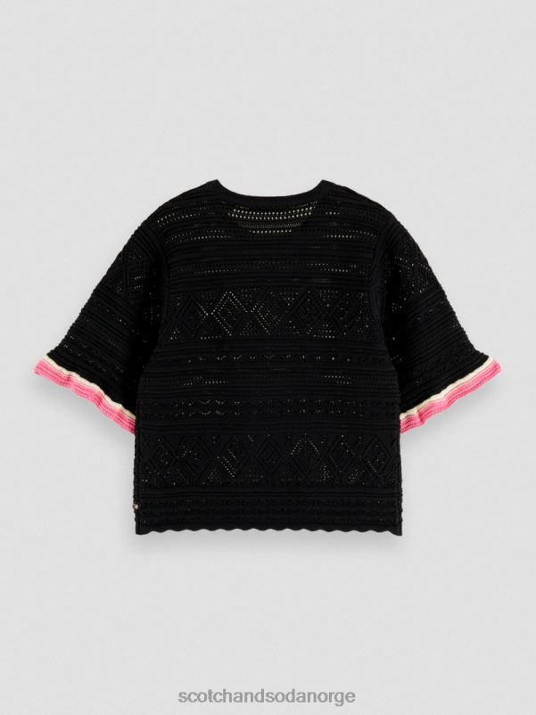 kvinner strikket pointelle crop topp svart N40XD79 klær Scotch & Soda