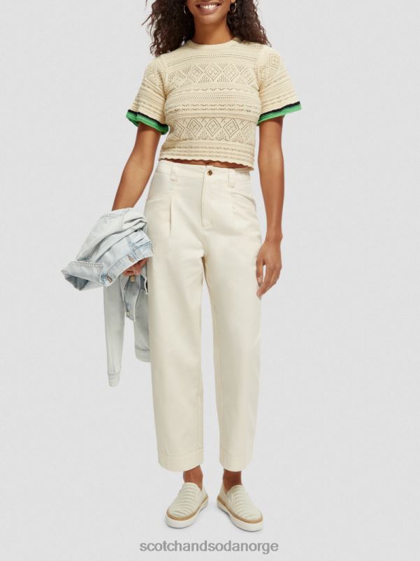 kvinner strikket pointelle crop topp vanilje hvit N40XD78 klær Scotch & Soda