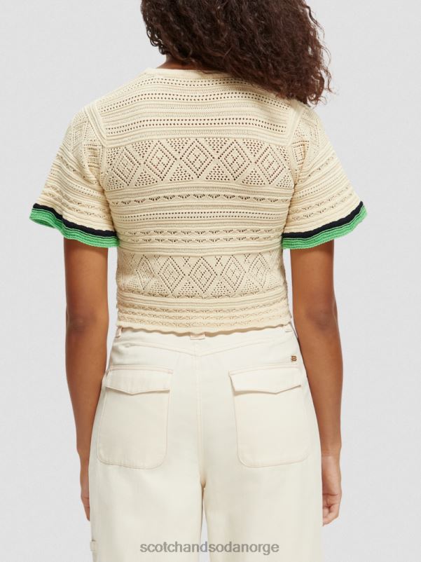 kvinner strikket pointelle crop topp vanilje hvit N40XD78 klær Scotch & Soda