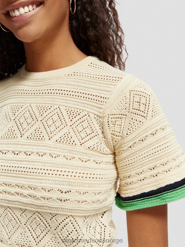kvinner strikket pointelle crop topp vanilje hvit N40XD78 klær Scotch & Soda