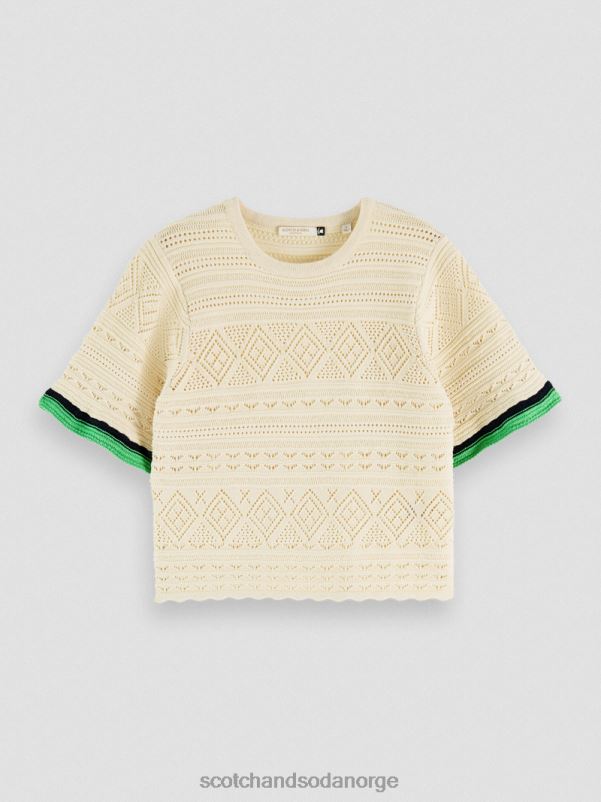 kvinner strikket pointelle crop topp vanilje hvit N40XD78 klær Scotch & Soda
