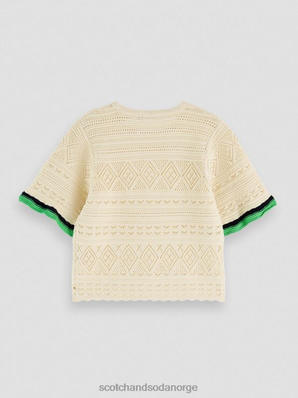 kvinner strikket pointelle crop topp vanilje hvit N40XD78 klær Scotch & Soda