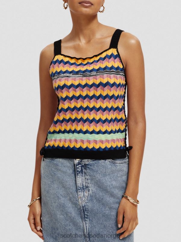 kvinner strikket tanktop i økologisk bomull multi stripe N40XD125 klær Scotch & Soda