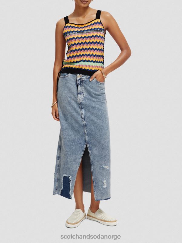 kvinner strikket tanktop i økologisk bomull multi stripe N40XD125 klær Scotch & Soda
