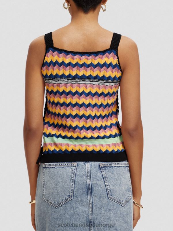 kvinner strikket tanktop i økologisk bomull multi stripe N40XD125 klær Scotch & Soda