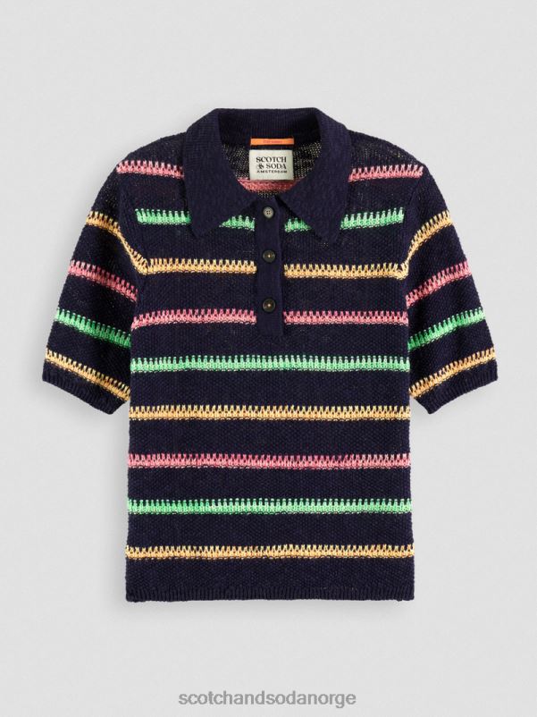kvinner stripet strikket genser sen kveld blå N40XD107 klær Scotch & Soda