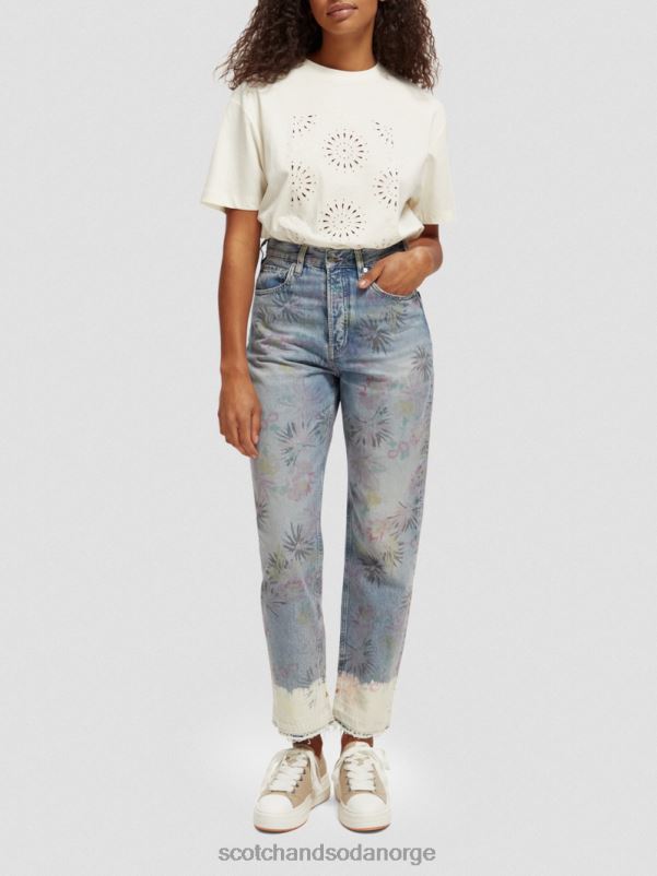 kvinner t-skjorte med brodert kunst med løs passform vanilje hvit N40XD90 klær Scotch & Soda