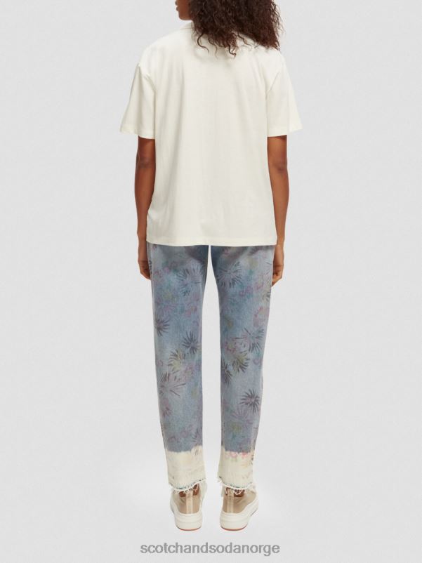 kvinner t-skjorte med brodert kunst med løs passform vanilje hvit N40XD90 klær Scotch & Soda