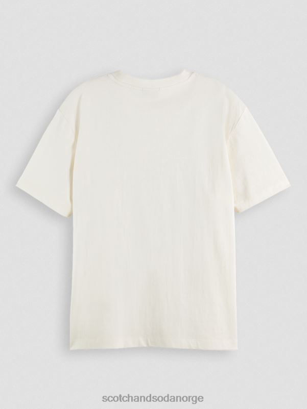 kvinner t-skjorte med brodert kunst med løs passform vanilje hvit N40XD90 klær Scotch & Soda