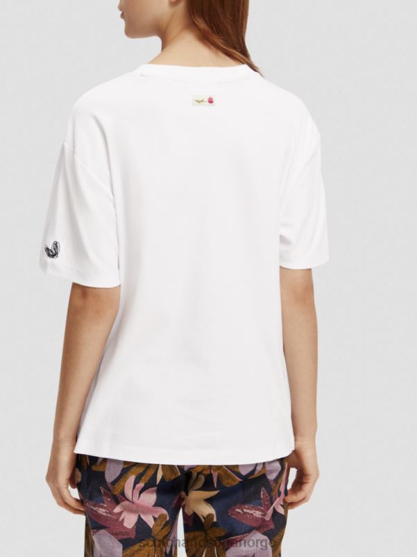 kvinner t-skjorte med kunstverk i løs passform hvit N40XD65 klær Scotch & Soda