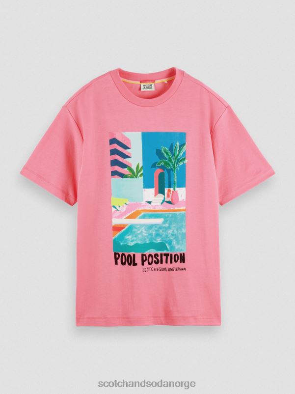 kvinner t-skjorte med kunstverk i løs passform rosa punch N40XD94 klær Scotch & Soda