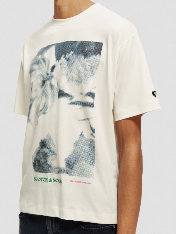 kvinner t-skjorte med kunstverk i løs passform vanilje hvit N40XD76 klær Scotch & Soda