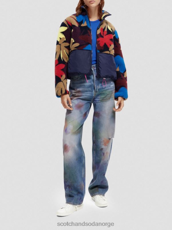 kvinner anorakkjakke i teddyfleece blomst camo N40XD135 klær Scotch & Soda