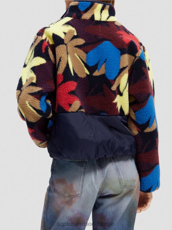 kvinner anorakkjakke i teddyfleece blomst camo N40XD135 klær Scotch & Soda