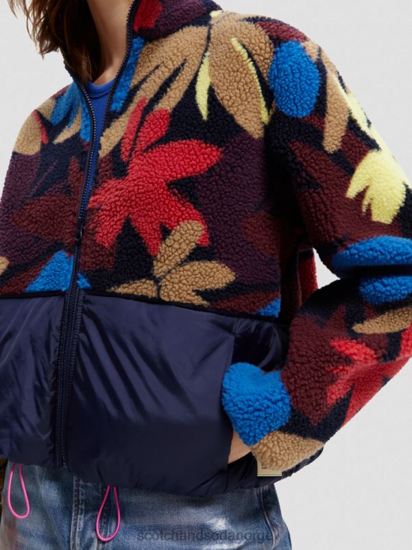 kvinner anorakkjakke i teddyfleece blomst camo N40XD135 klær Scotch & Soda