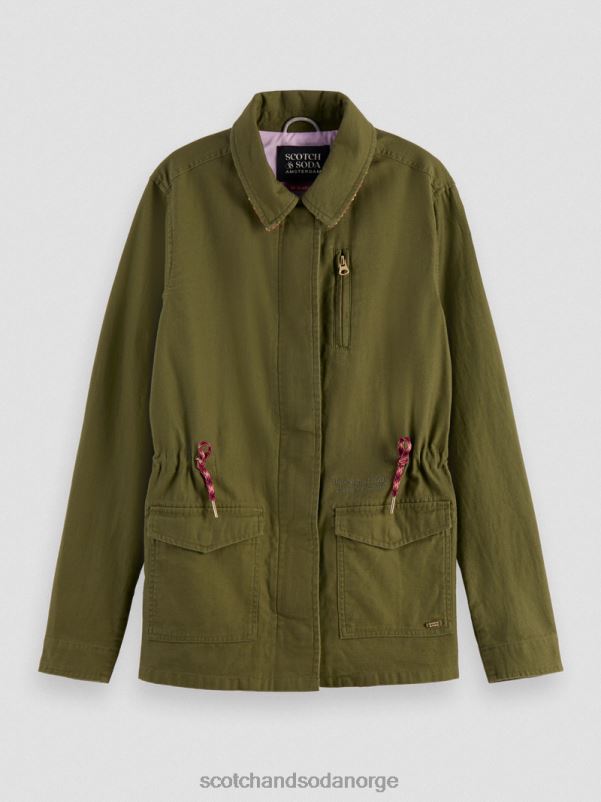 kvinner arbeidsjakke i økologisk bomull militærgrønn N40XD139 klær Scotch & Soda